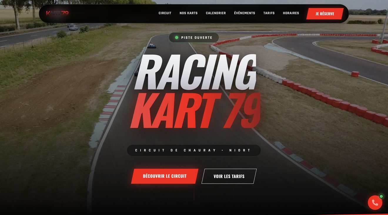 Site web Kart 79 réalisé par l'agence Figlify — Circuit de karting