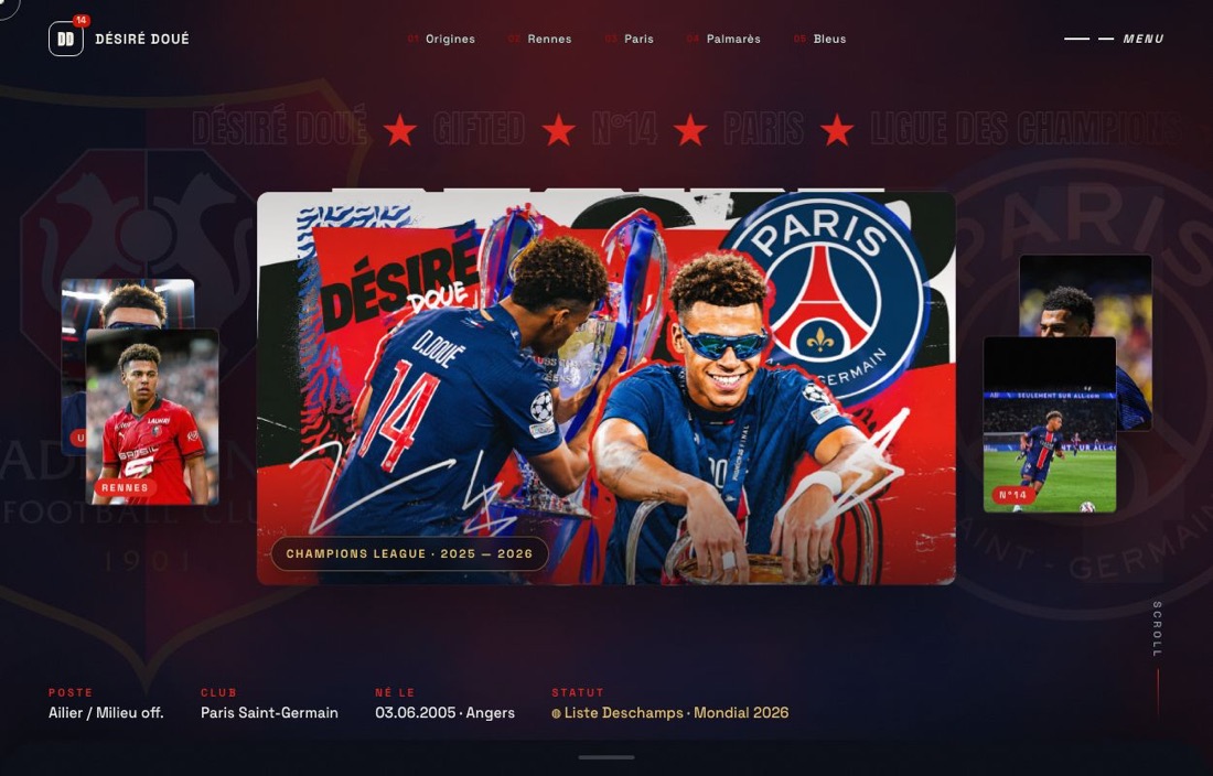 Site web Désiré Doué — Sport · Football, créé par Figlify
