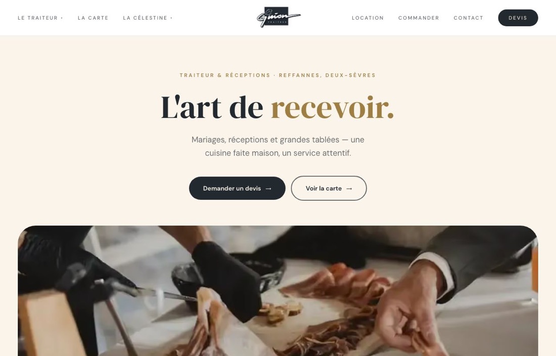 Site web Guion Traiteur réalisé par l'agence Figlify — Traiteur · Réceptions