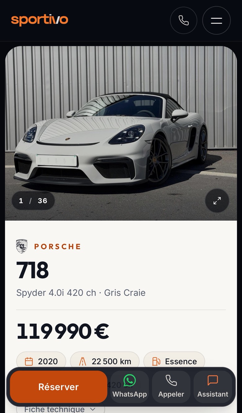La fiche Porsche 718 sur iPhone