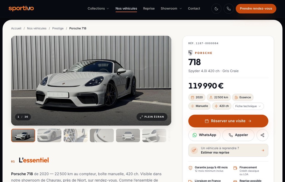 La fiche véhicule : Porsche 718 GT4, galerie, essentiel et réservation d'essai