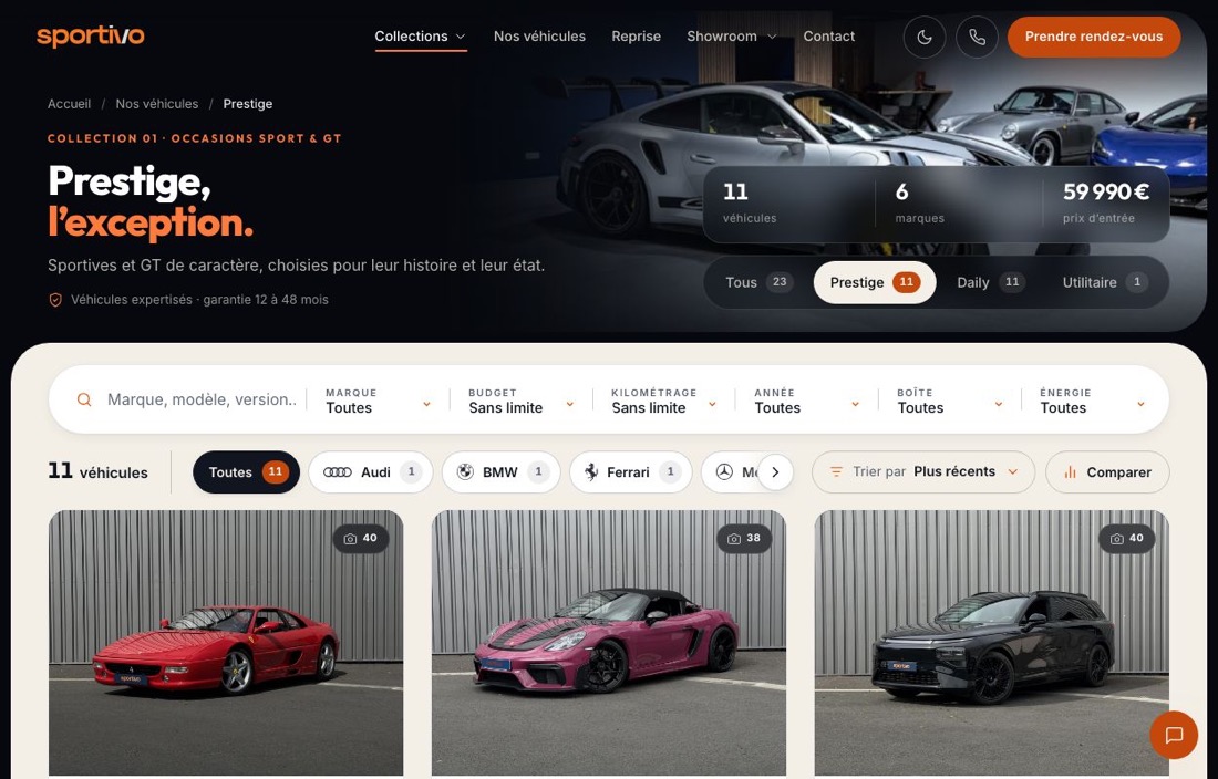 La collection Prestige, triée depuis la base de données