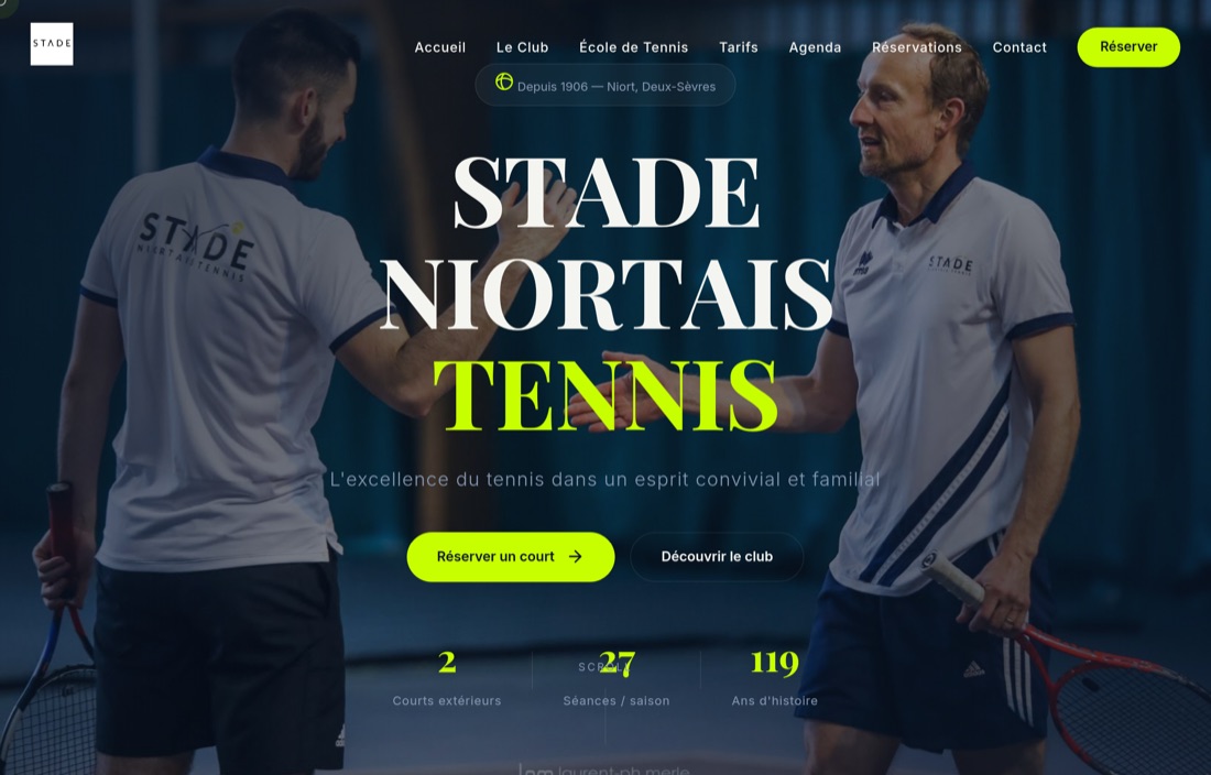 Site web Stade Niortais Tennis réalisé par l'agence Figlify — Club de tennis
