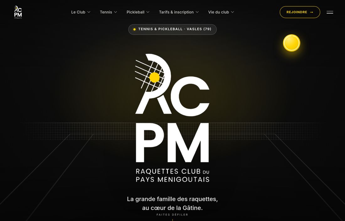 Site web RCPM réalisé par l'agence Figlify — Tennis & Pickleball