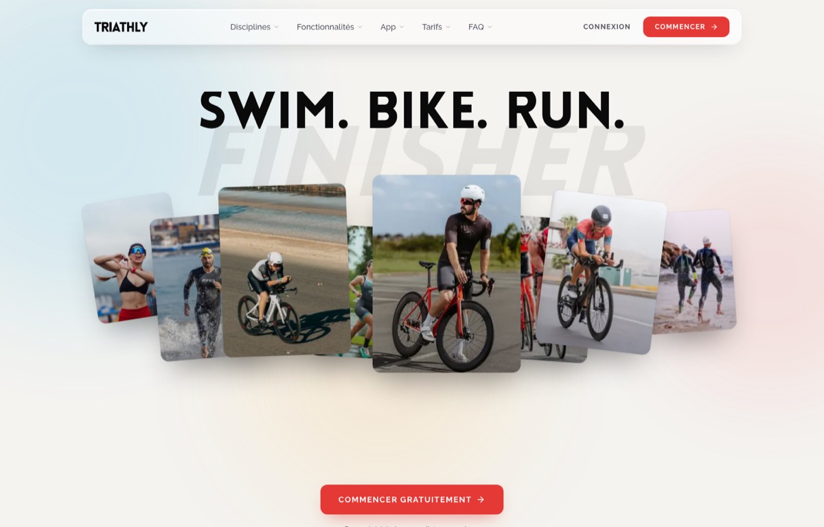 Site web Triathly réalisé par l'agence Figlify — Application · Sport